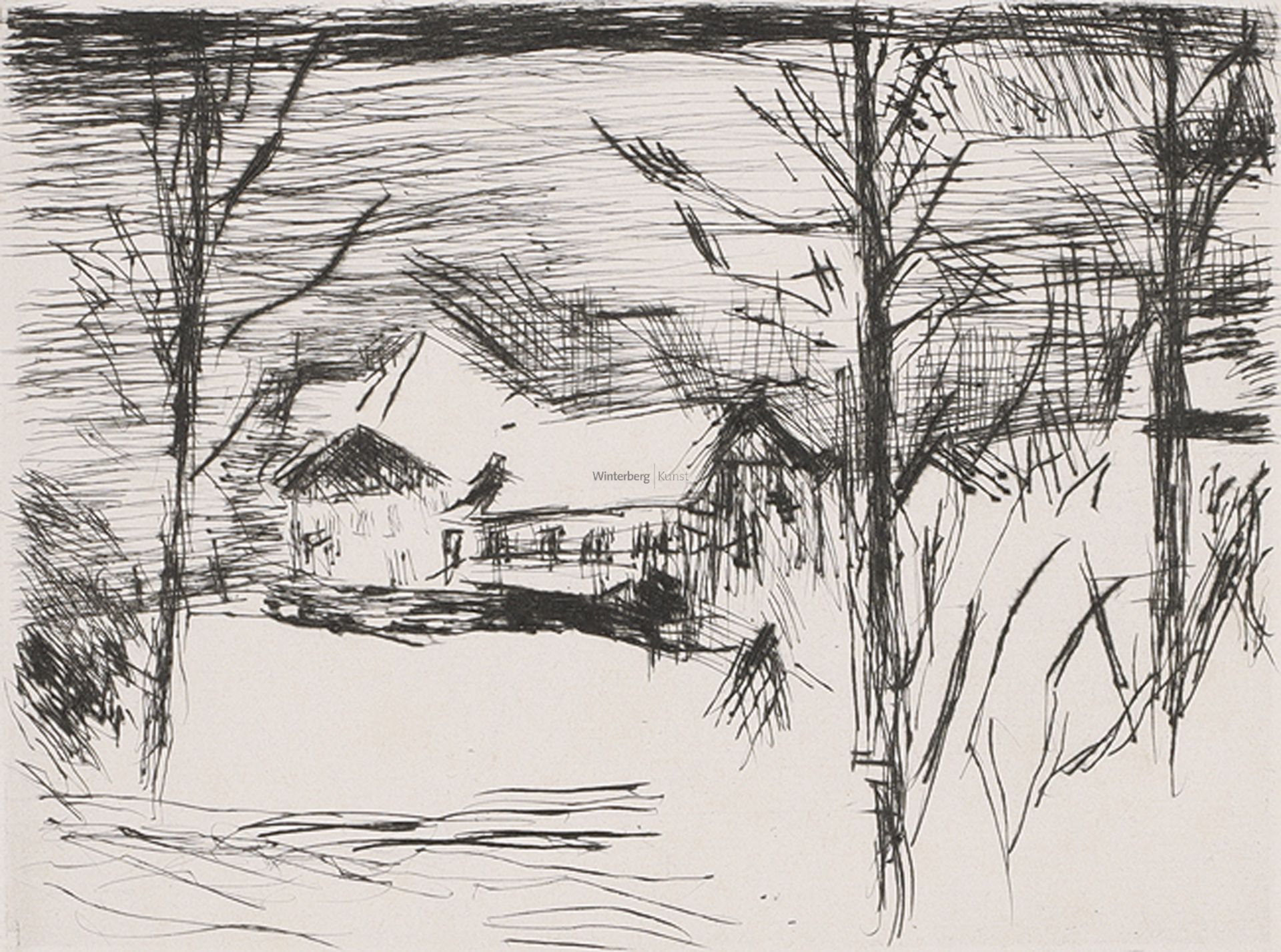 LOVIS CORINTH: Winter am Walchensee (Hotel Fischer am See).