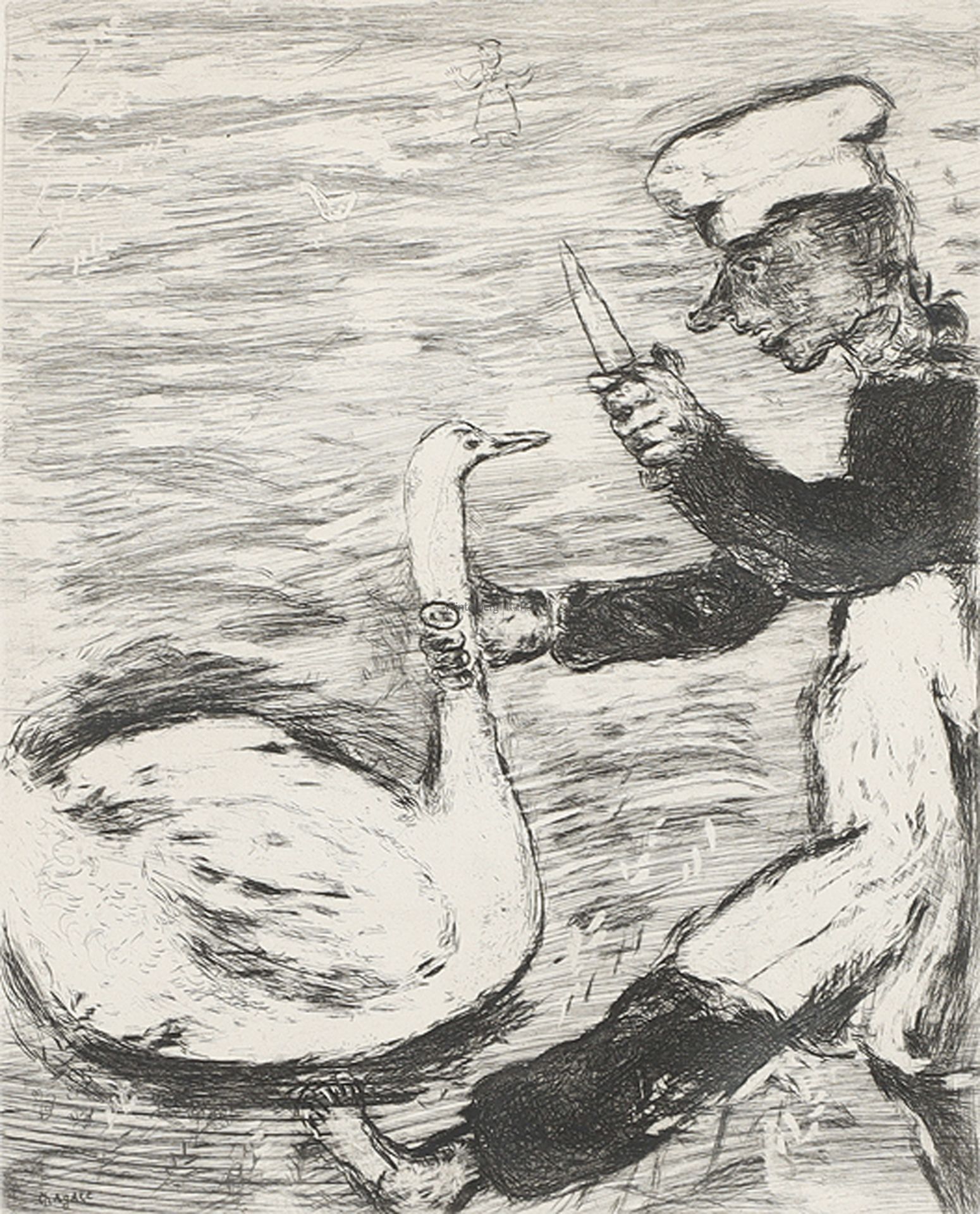 MARC CHAGALL: Le Cygne et le Cuisinier.