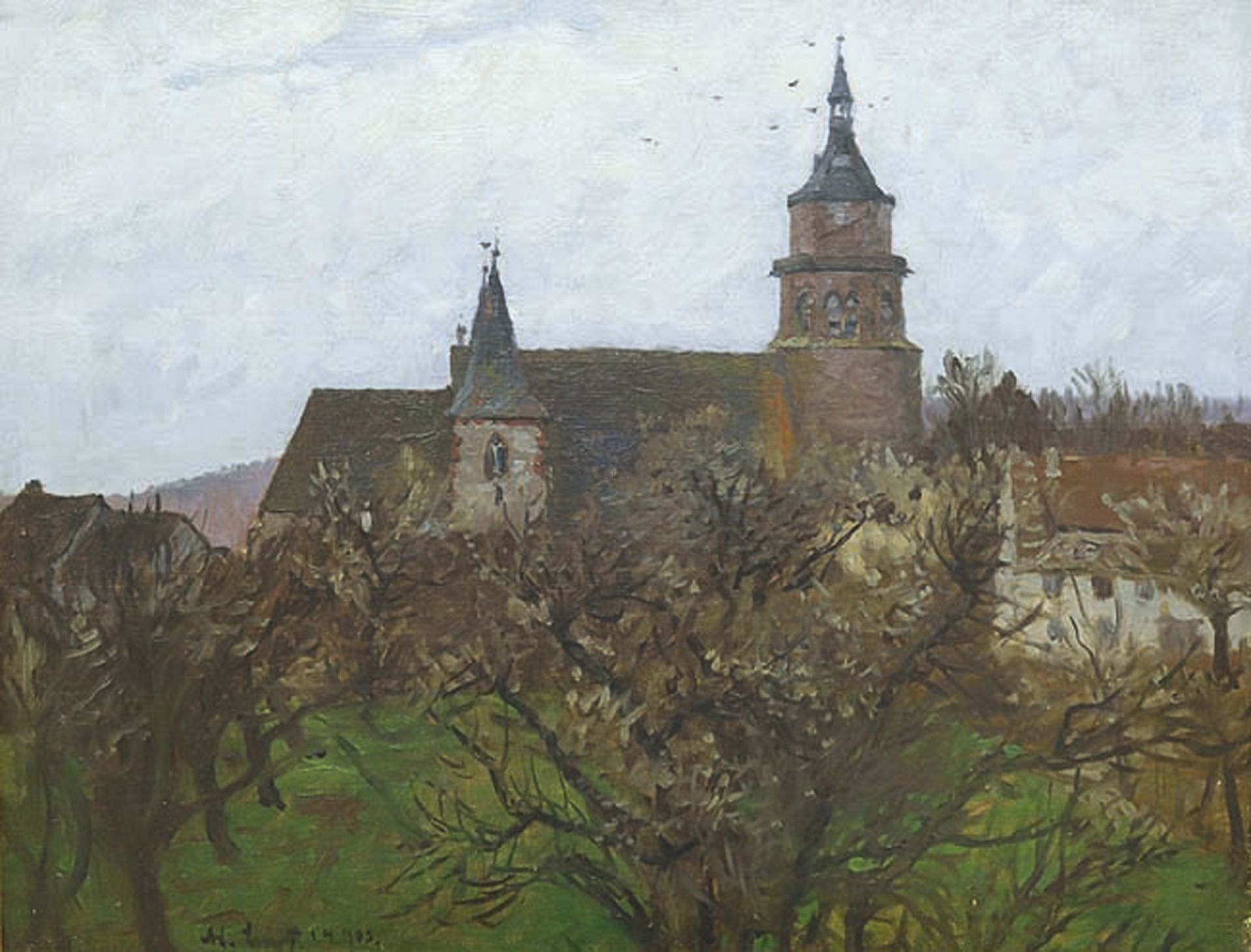 ADOLF LUNTZ: Weil der Stadt, Blick auf die Stadtkirche St. Peter und Paul.