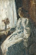 ISAAC ISRAELS - Umkreis: Am Fenster sitzende Frau.