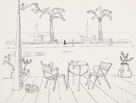 HANS FISCHER-SCHUPPACH: Strandpromenade Sestri.