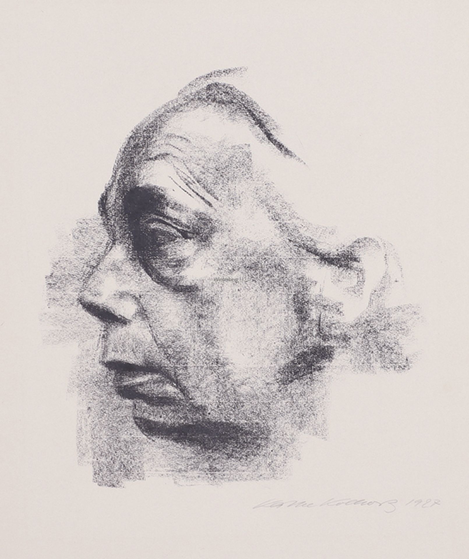 KÄTHE KOLLWITZ: Selbstbildnis im Profil.