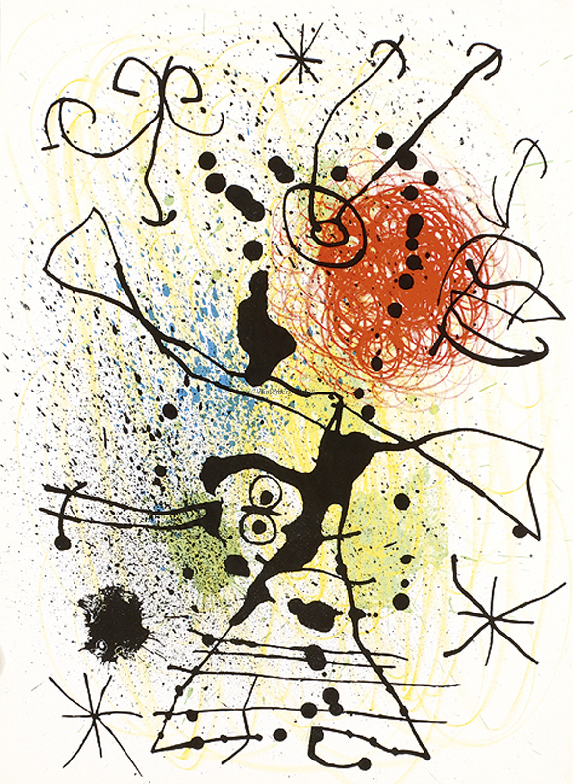 JOAN MIRO: Composition avec Chasseresse.