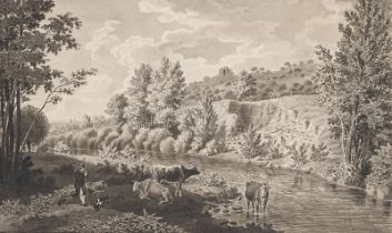 HEINRICH THEODOR WEHLE - zugeschrieben: Flusslandschaft mit Hirte und Kuhherde,