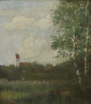 PHILIPP RÖTH: Weite Landschaft mit Kirche.