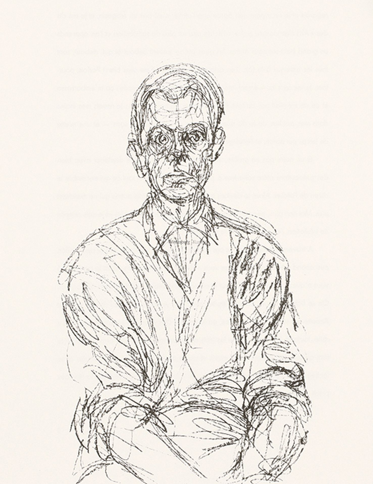 ALBERTO GIACOMETTI: Bust of a seated Man (Jaques Dupin) - Nude in Profile.