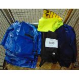 Assortment of Clothing - Fleeces, Leggings. Heavy-Duty Blue Sacks & Collapsible Sign ect.