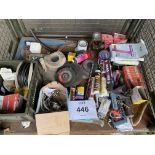 1X STILLAGE OF BUILDING EQU, TOOLS, DISCS, SEALER, CABLE ETC