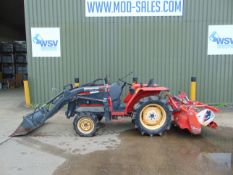 Yanmar F215 4WD Compact Tractor w/ Front Loader & Rear Rotary Tiller