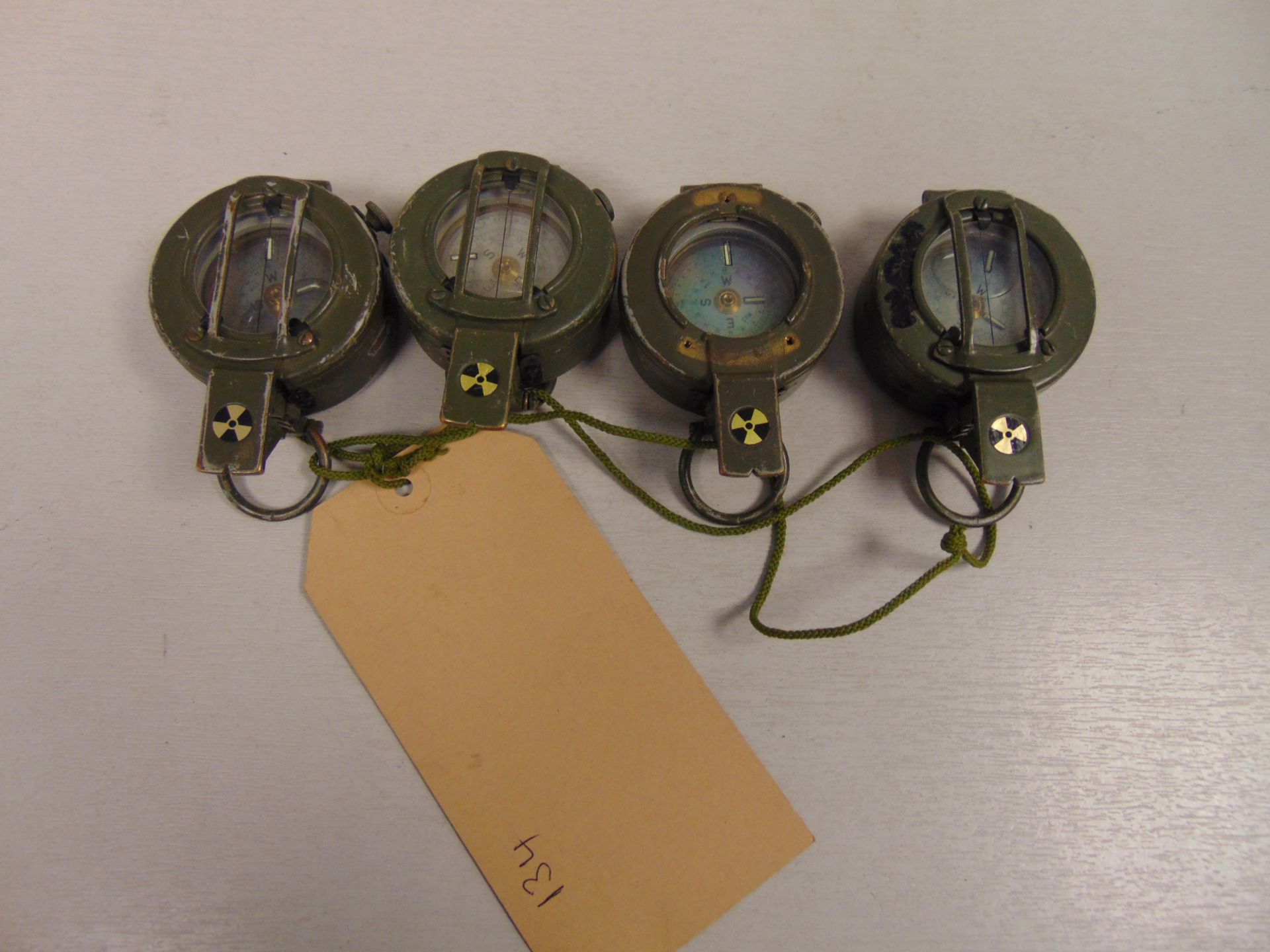 4 x Stanley London British Army Brass Prismatic Compass in Mils, Nato Marked - Image 4 of 4