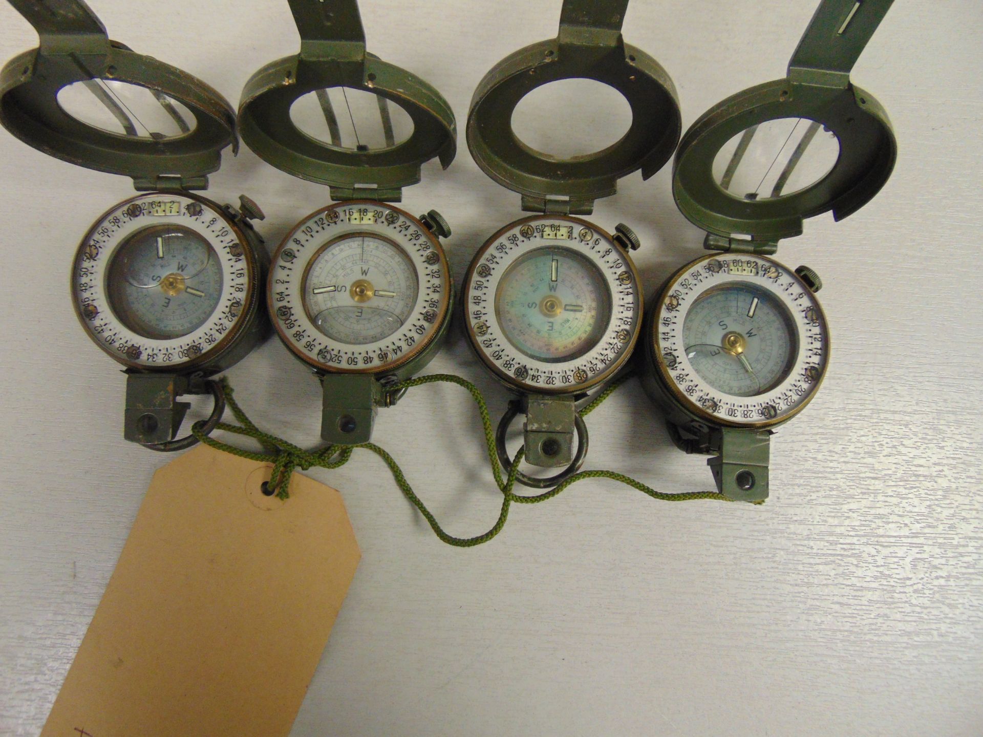 4 x Stanley London British Army Brass Prismatic Compass in Mils, Nato Marked - Image 3 of 4