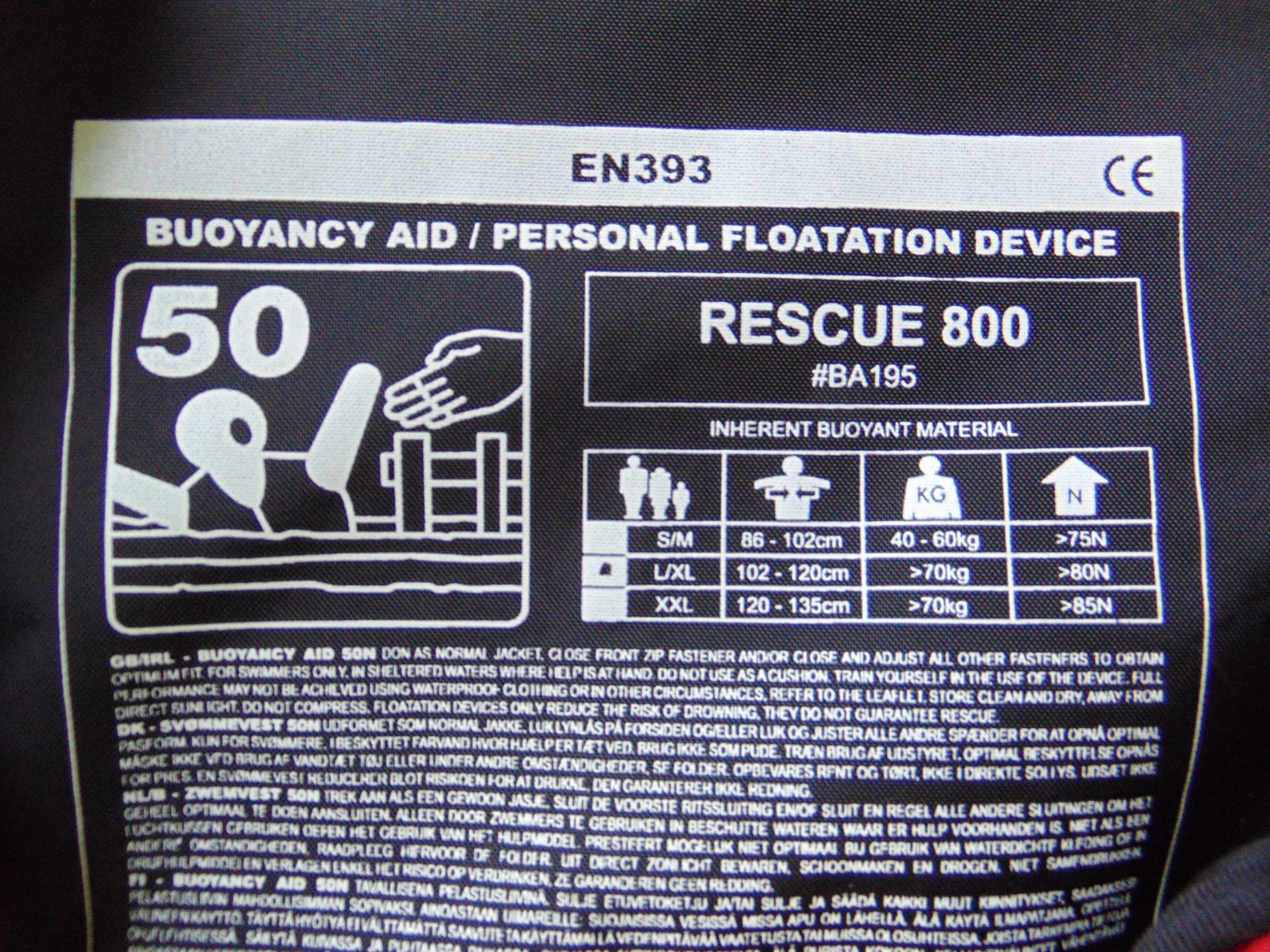 Palm Professional Rescue 800 Buoyancy Aid - PFD Personal Floatation Device Size L/XL - Image 4 of 4