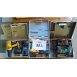 3 x Cordless Drills - In Cases w/ Battery