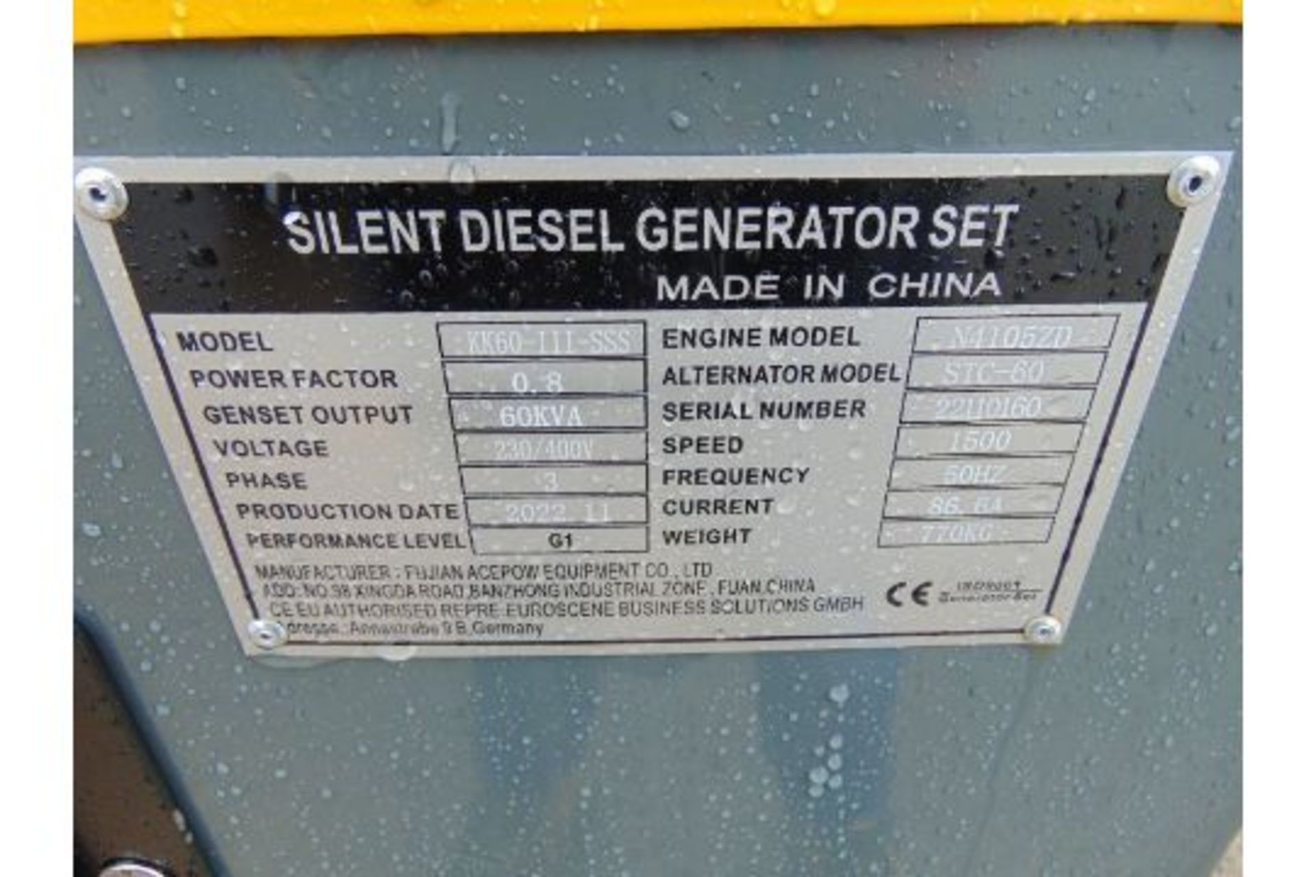 2022 NEW UNISSUED 60 KVA 3/1 Phase Silent Diesel Generator Set 400/240 volt - Image 16 of 16