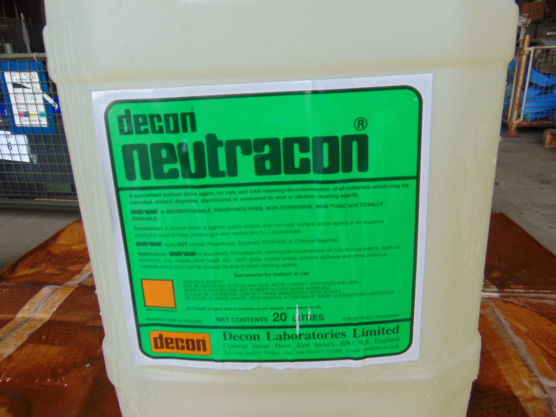 12 x 20 Litre Drums of Decon Neutracon - Image 2 of 4