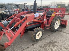YANMAR F20D DIESEL COMPACT TRACTOR 744 HOURS C/W HYDRAULIC FRONT LOADER 3PT LINKAGE AND ROTAVATOR