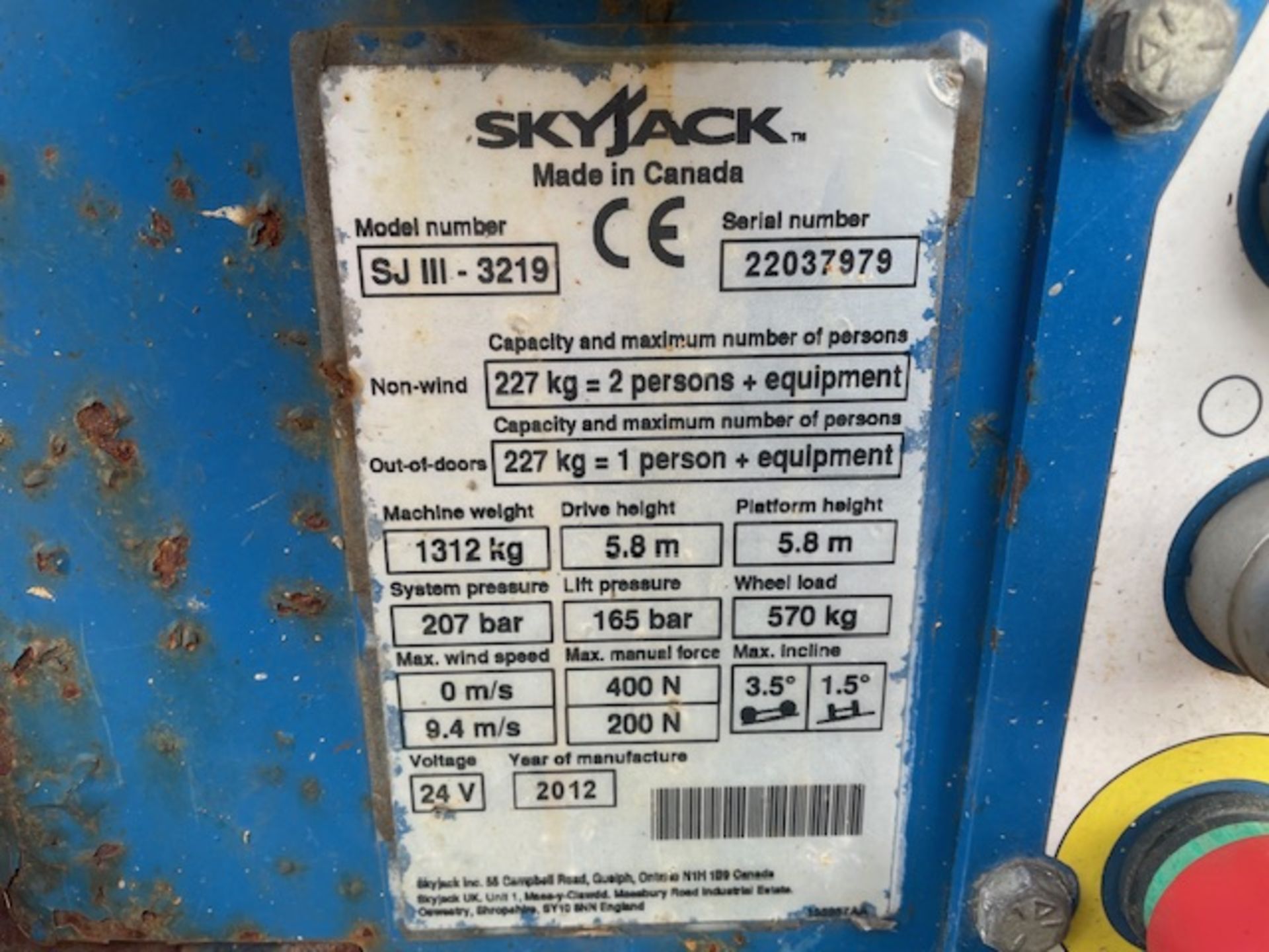 2012 SKYJACK SKIII 3219 ACCESS PLATAFORM 215 HOURS - Bild 5 aus 8