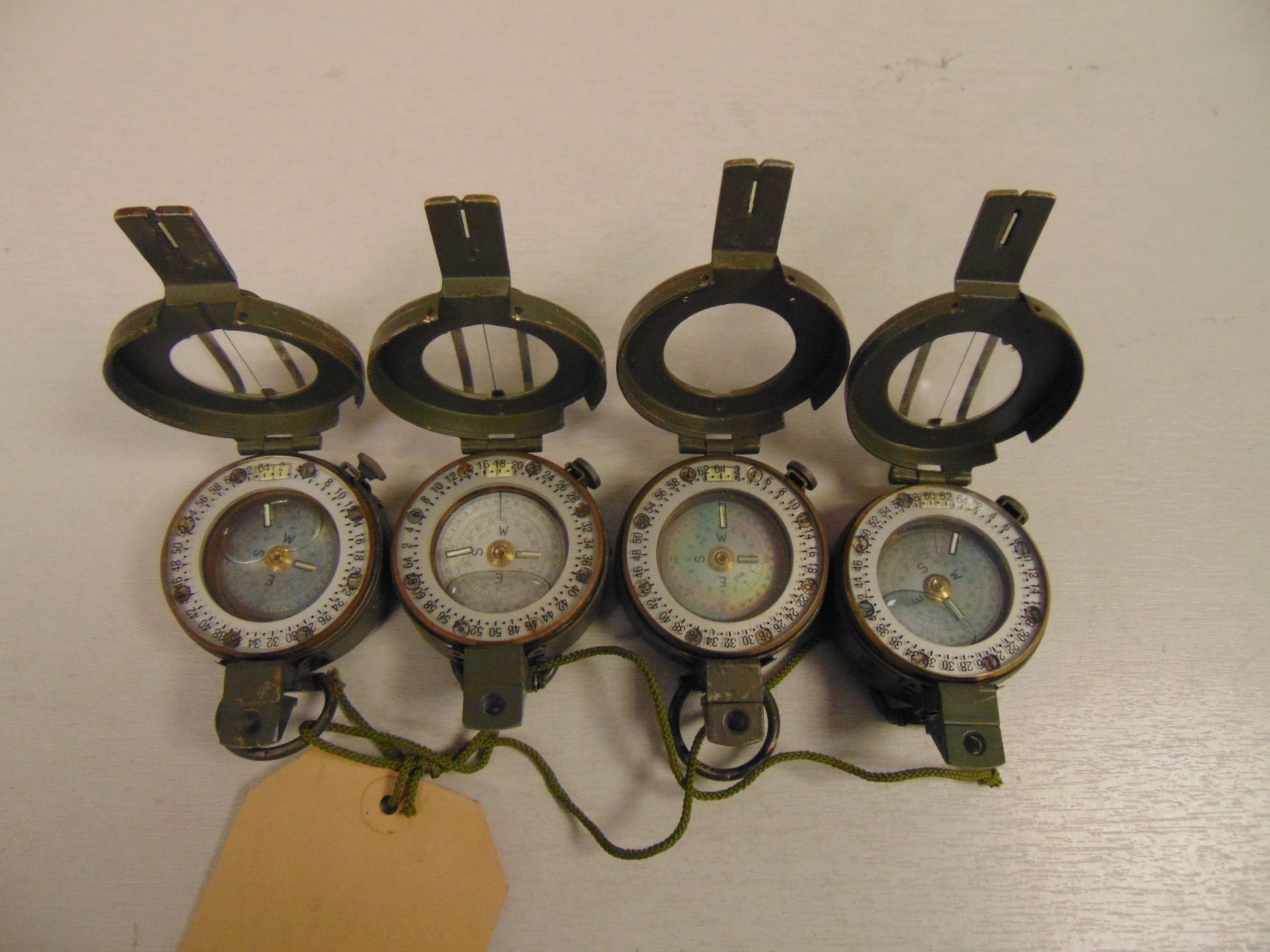 4 x Stanley London British Army Brass Prismatic Compass in Mils, Nato Marked