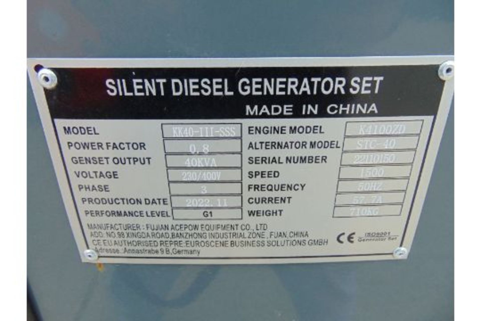 2022 NEW UNISSUED 40 KVA 3 Phase Silent Diesel Generator Set - Image 16 of 16
