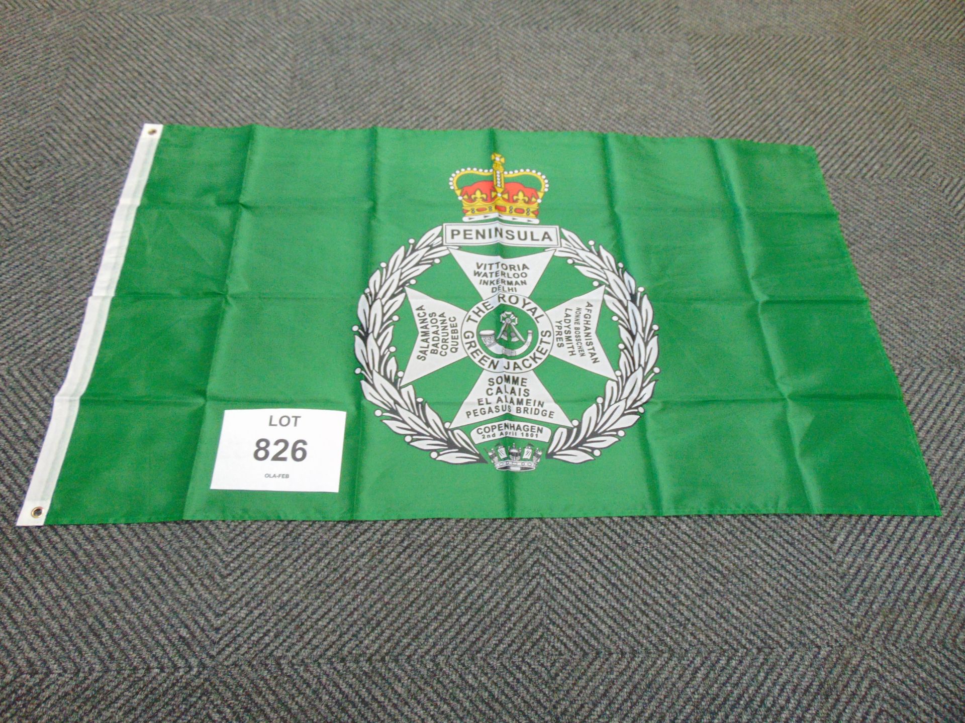 Royal Green Jackets Flag - 5ft x 3ft with Metal Eyelets.