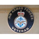 H.M Forces Cast Iron Veterans Hand Painted Wall Plaque, 25cms Dia