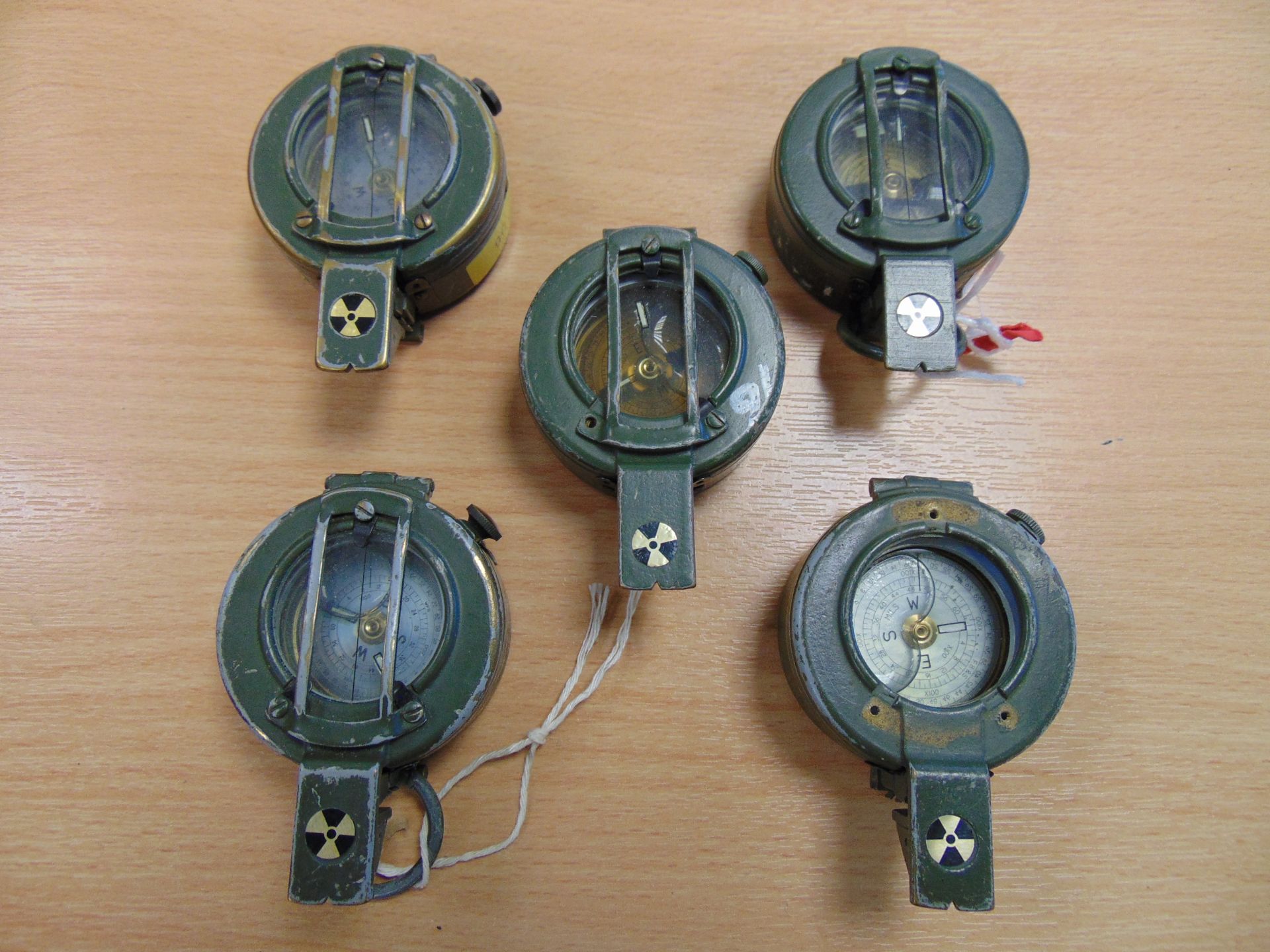 5 x Stanley London British Army Brass Prismatic Compass - Image 2 of 4