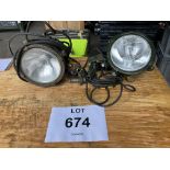 2 xFV VEHICLES SEARCH LIGHT C/W LEAD UNIVERSAL BRACKET PLUG Landrover/Champ/Ferret/Saracen/Saladin