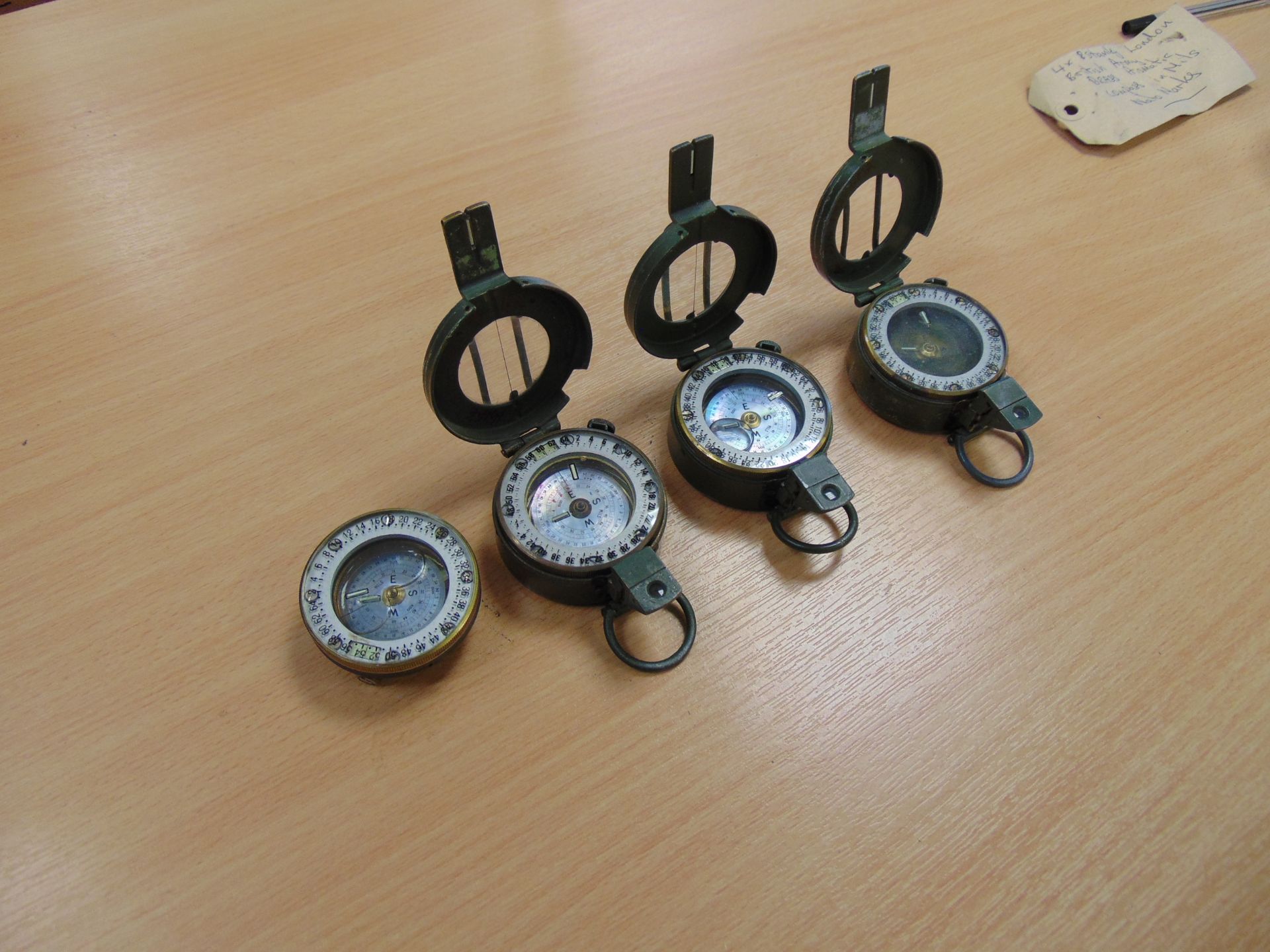 4 x Stanley London British Army Brass Prismatic Compass in Mils, Nato Marks - Image 2 of 3