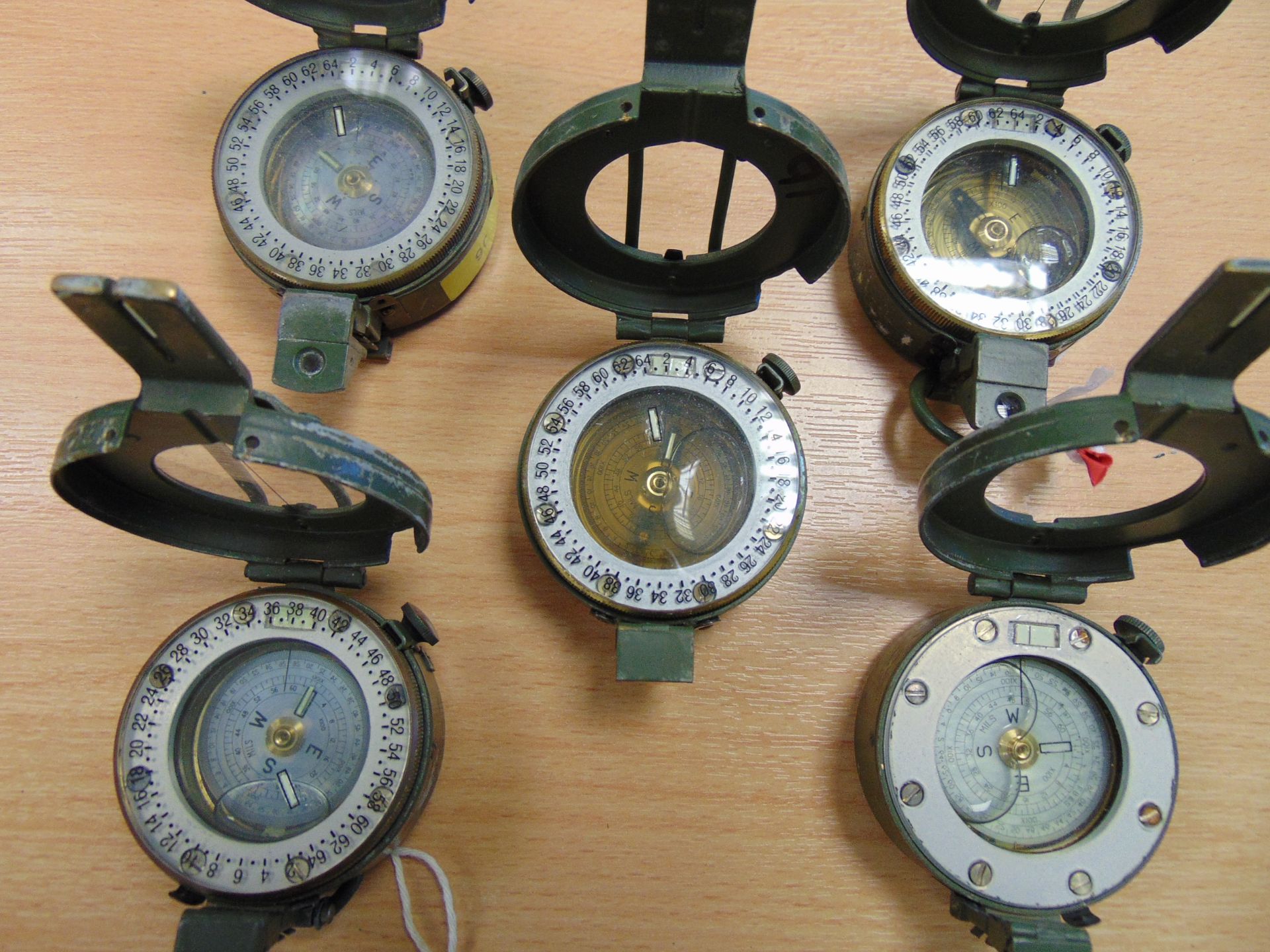 5 x Stanley London British Army Brass Prismatic Compass - Image 3 of 4