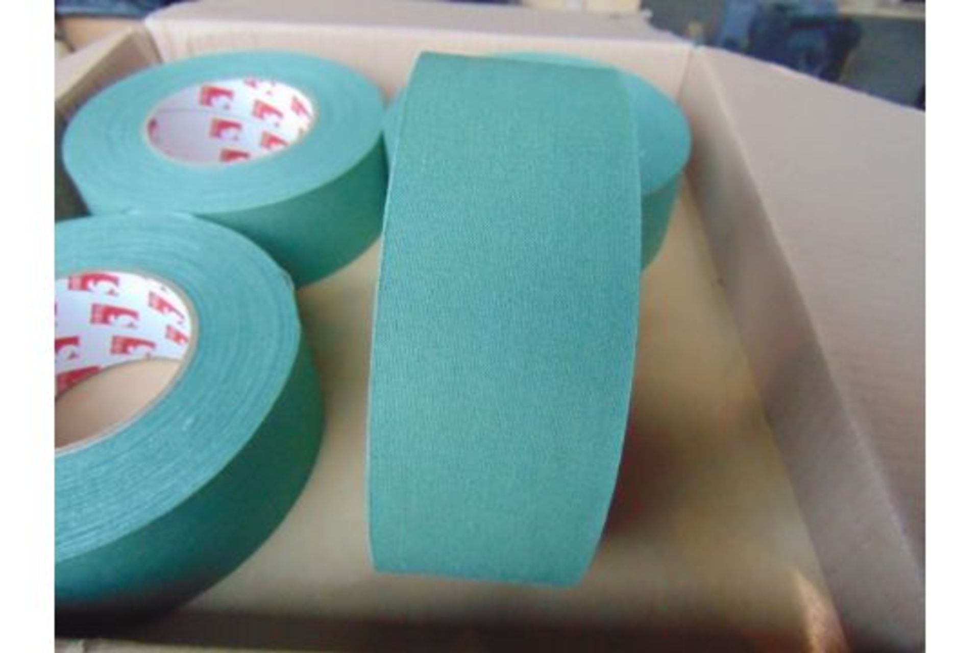 16 Rolls of New Unissued Green Linen Cloth Scapa Adhesive Tape 50m x 50m Roll - Image 3 of 6