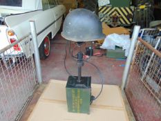 Very Unusual Military Table Lamp Made from Combat Helmet and 50 Cal Ammo Box