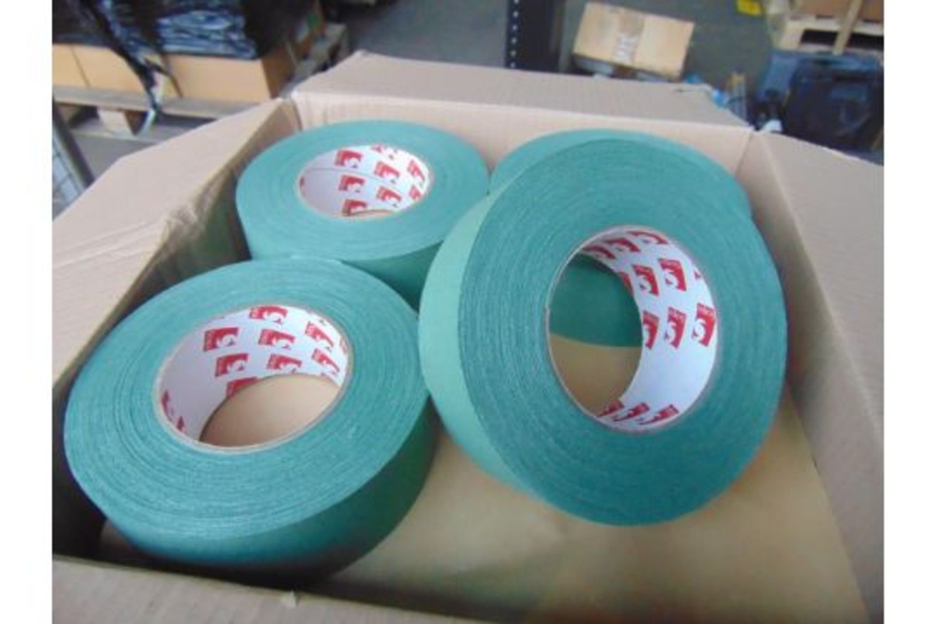 16 Rolls of New Unissued Green Linen Cloth Scapa Adhesive Tape 50m x 50m Roll - Image 2 of 6