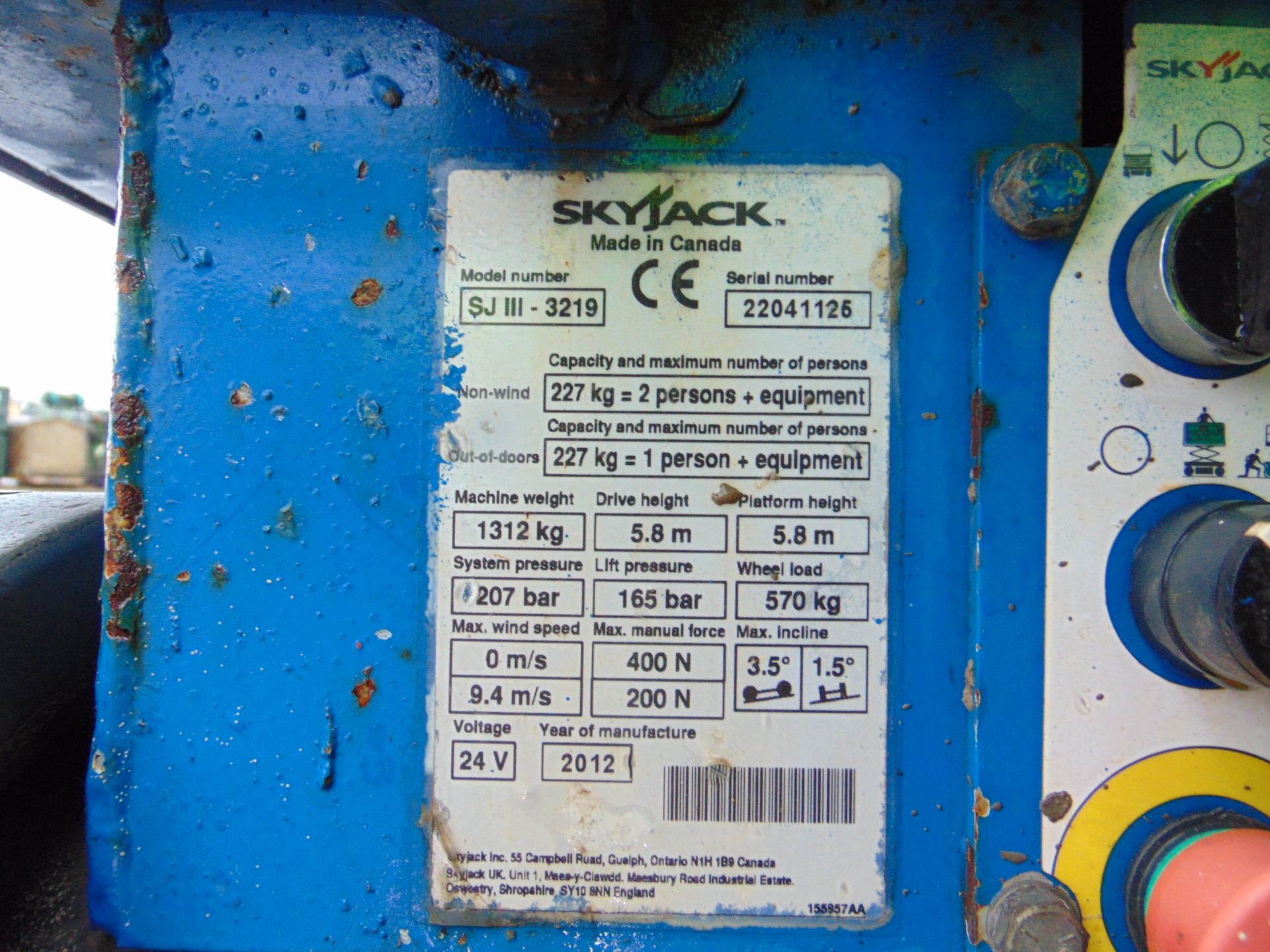 2012 Skyjack SJ III - 3219 Scissor Lift w/ Built-In Battery Charger 162 HOURS - Image 15 of 26