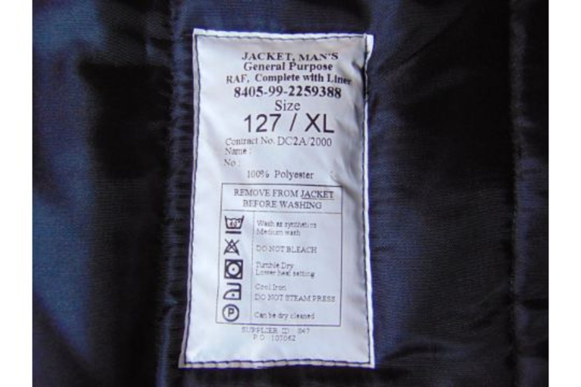 2 x New Unissued RAF issue Pilots Jackets w/ Removeable Liner. - Size Small. - Image 6 of 6