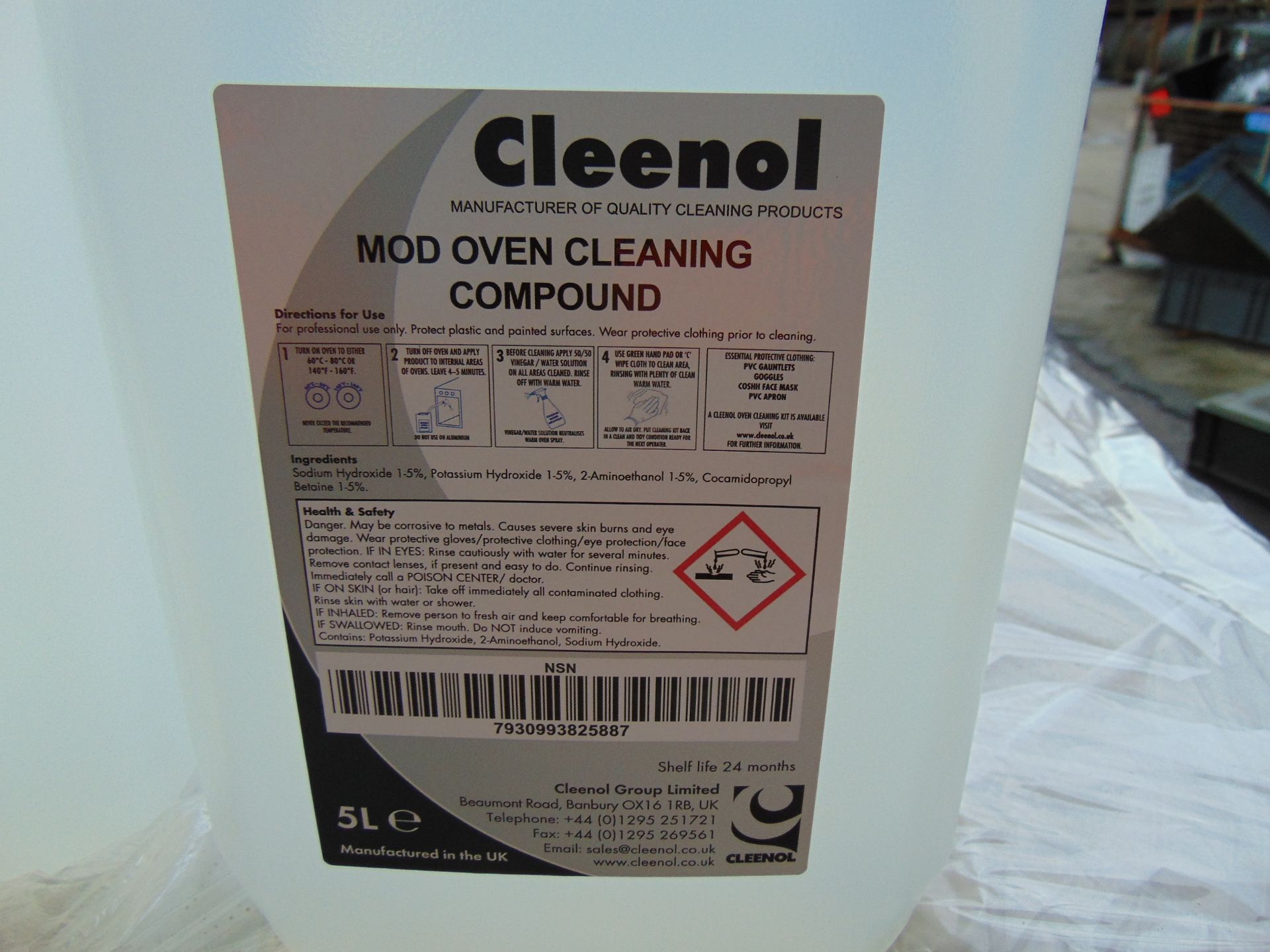 108 x 5 Litre Cans of Cleenol High Quality Kitchen Oven Cleaner c/w Applicator Spray - Image 3 of 5