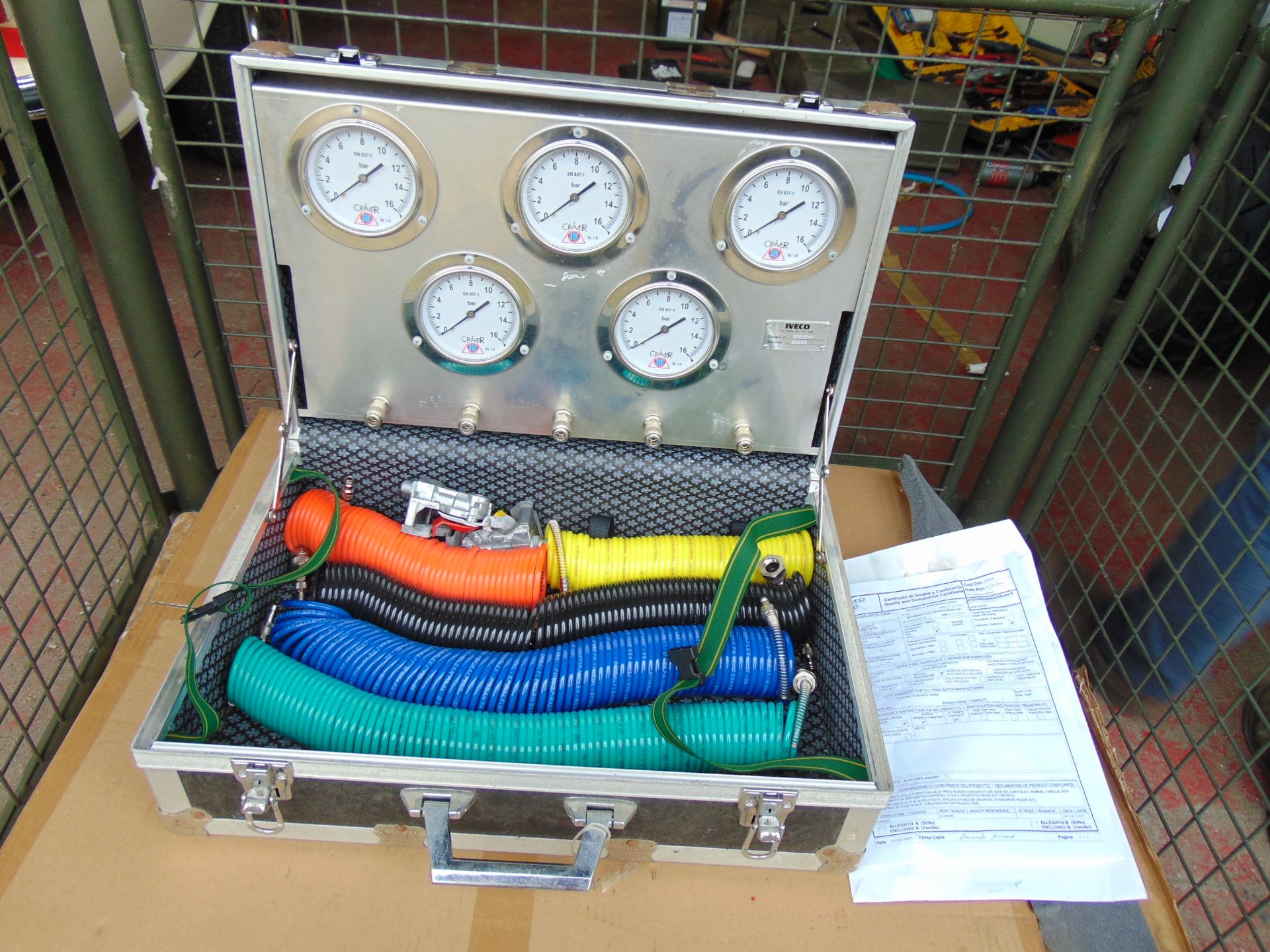 Unissued Iveco Air Testing Set in Transit Case with Certs Accessories etc for Brakes Air System