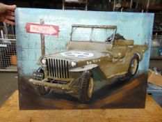 Very Unusual Unique Metal 3D WW2 Jeep Hanging Sign 84 x 64 cms
