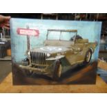 Very Unusual Unique Metal 3D WW2 Jeep Hanging Sign 84 x 64 cms