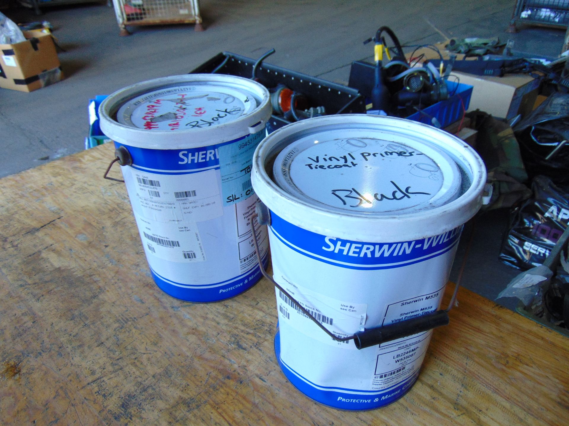 2 x 5 Litre Tins Sherwin Williams Paint Finishing MoD Black - Image 2 of 4