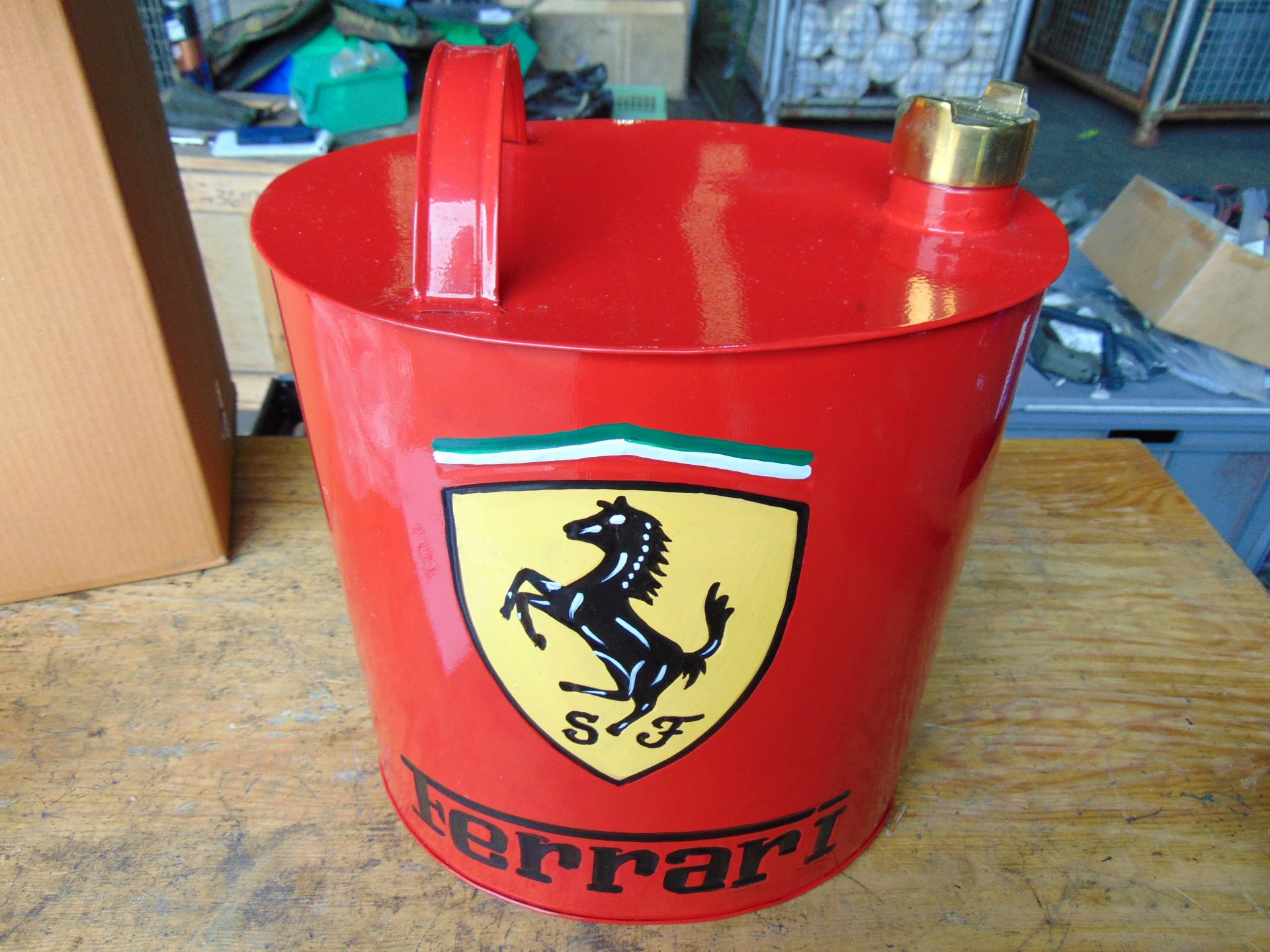 Ferrari Hand Painted 1 Gall Fuel/Oil Can with Brass Cap