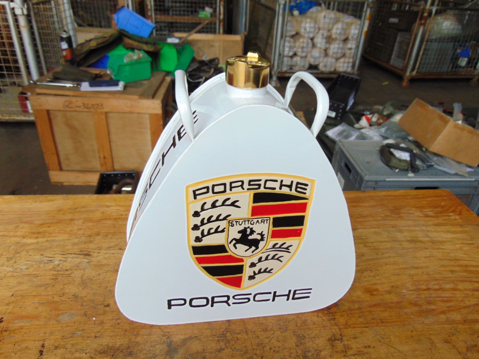 Porsche Hand Painted 1 Gall Fuel/Oil Can with Brass Cap - Image 2 of 6