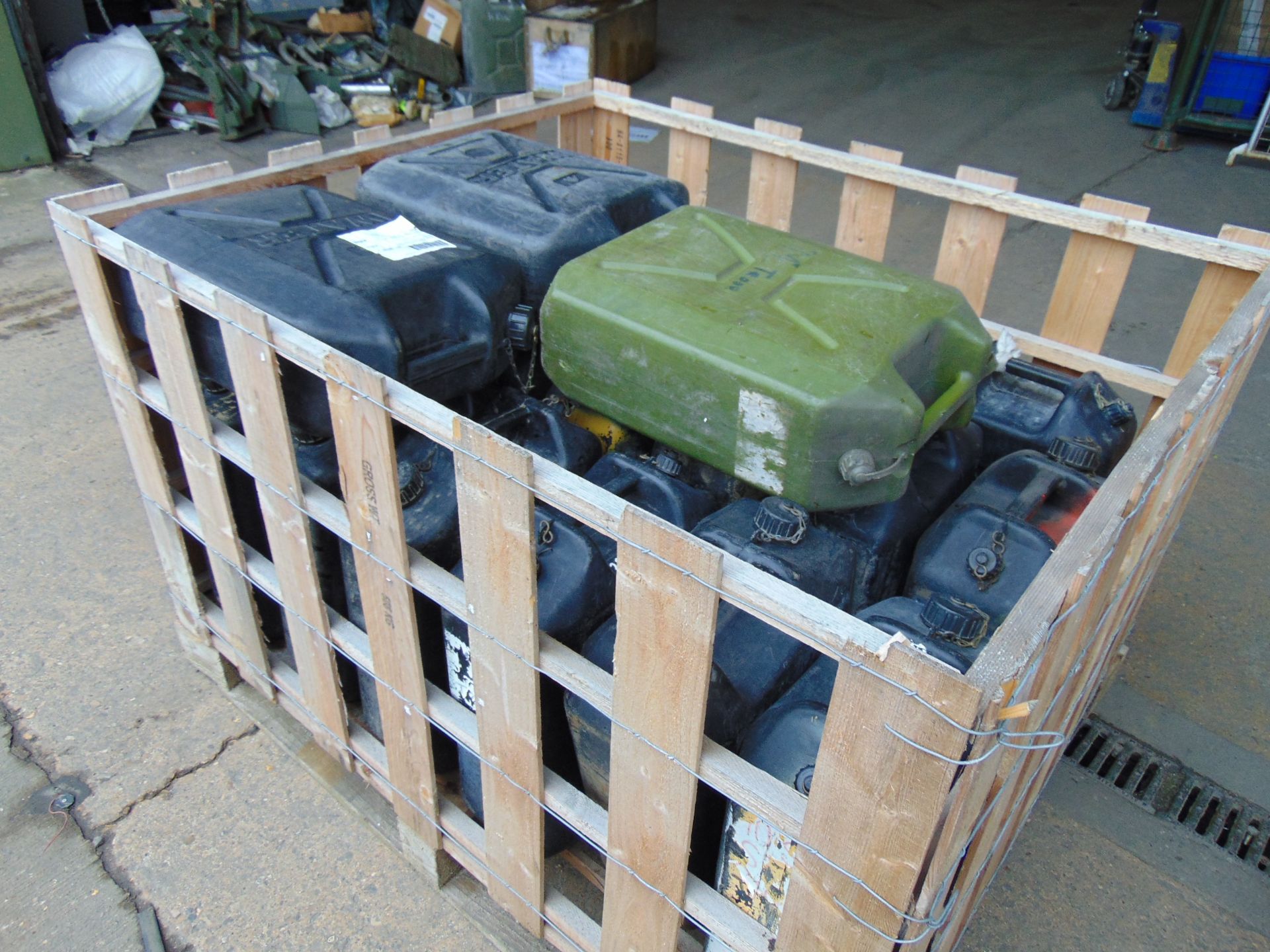 1 x Stillage of 18 x 5 Gall Water Jerry Cans with Caps (Stillage is Included)