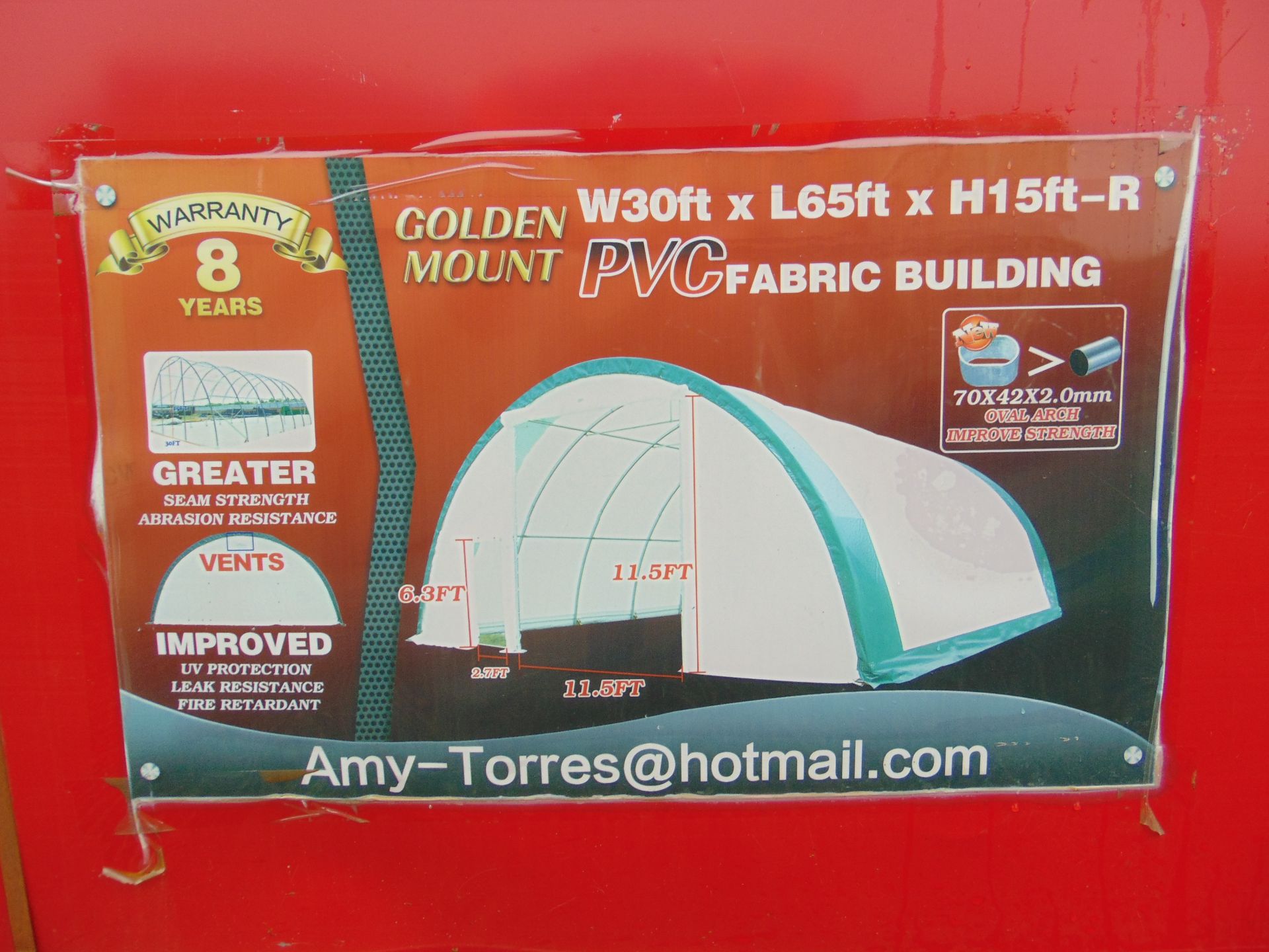 Heavy Duty Storage Shelter W30 x L65 x H15ft - Image 2 of 5