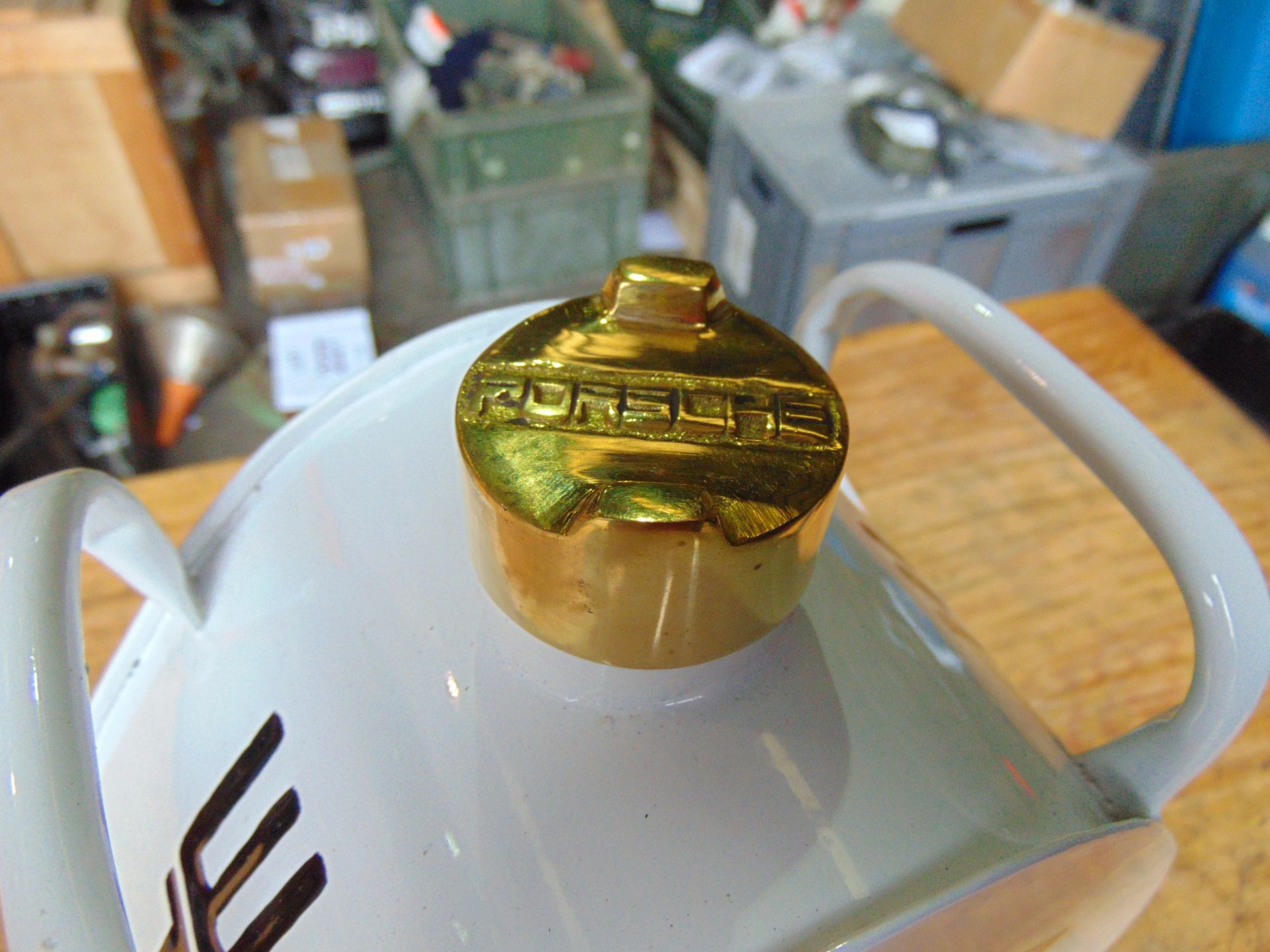 Porsche Hand Painted 1 Gall Fuel/Oil Can with Brass Cap - Image 4 of 6
