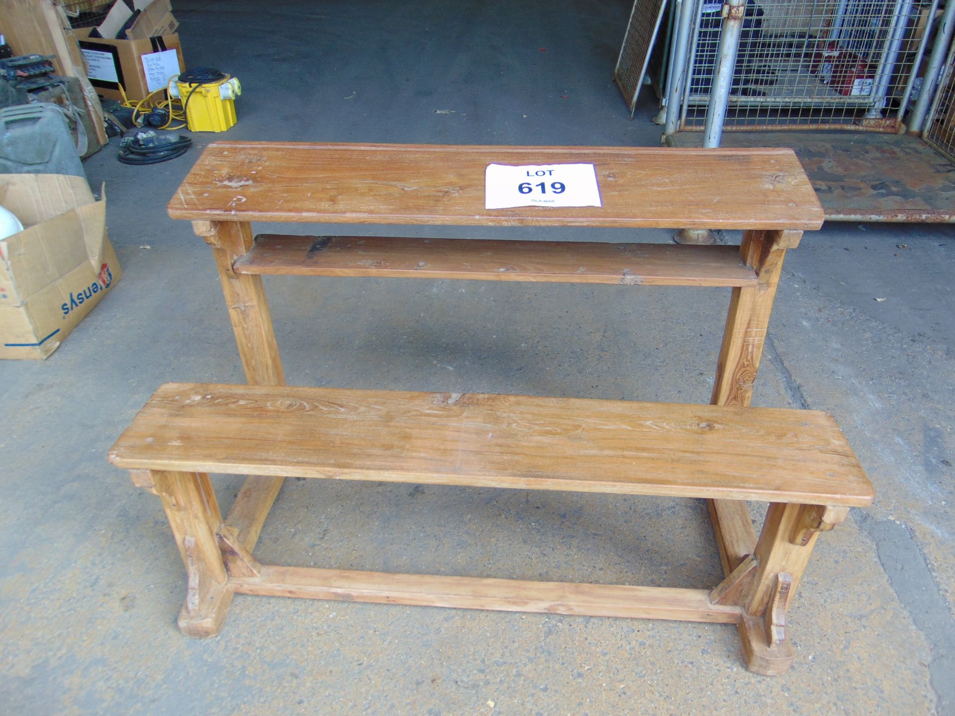 Antique Traditional Wooden School Bench Desk - Image 7 of 7