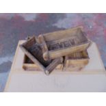 6 x Unusual Antique Wooden Brick Molds