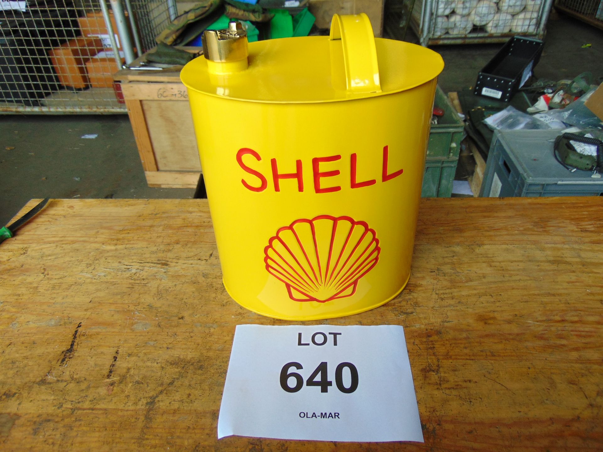 New Unused Large Shell 2 Gall Oval Fuel/Oil Can c/w Brass Cap