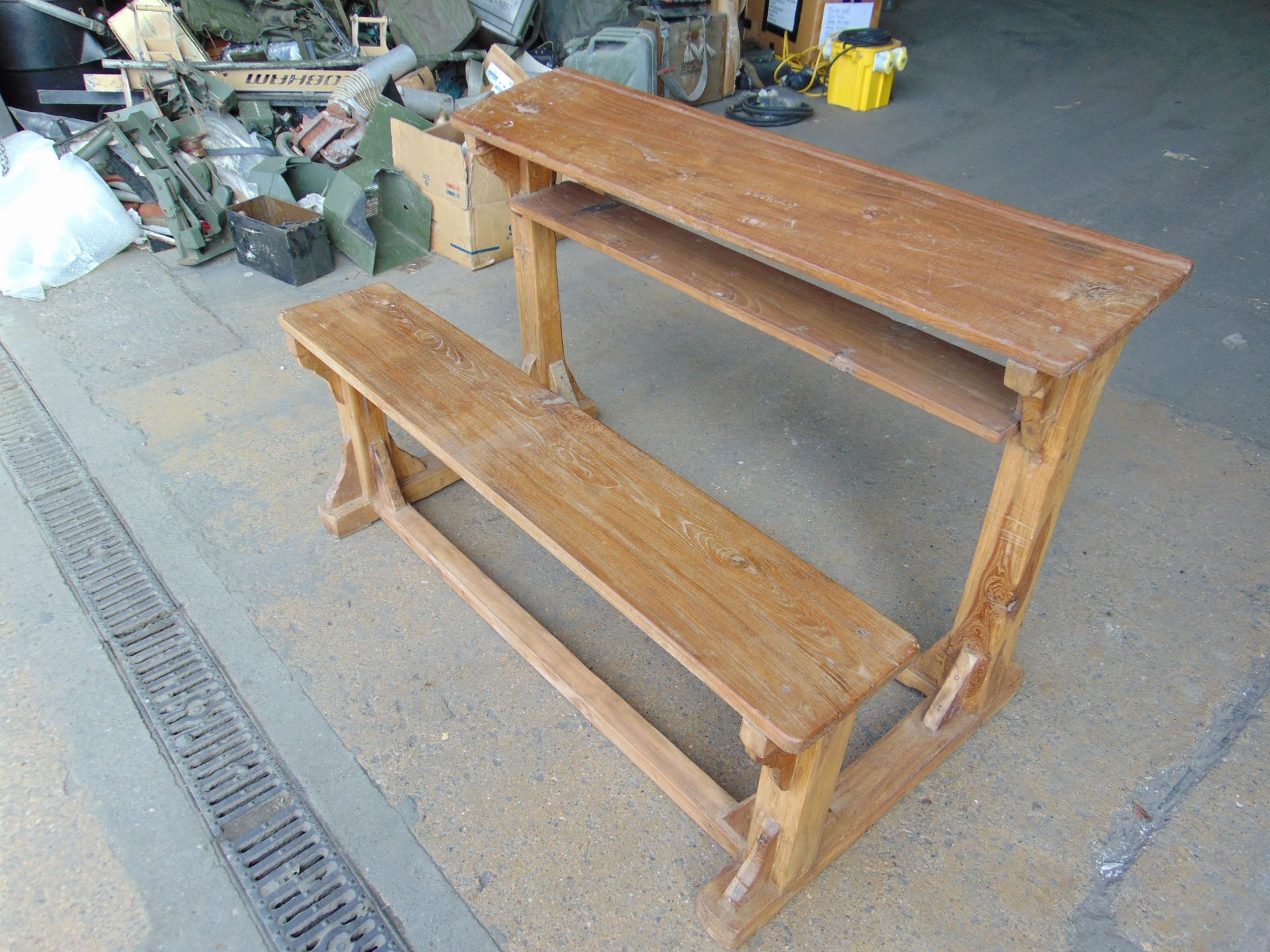 Antique Traditional Wooden School Bench Desk