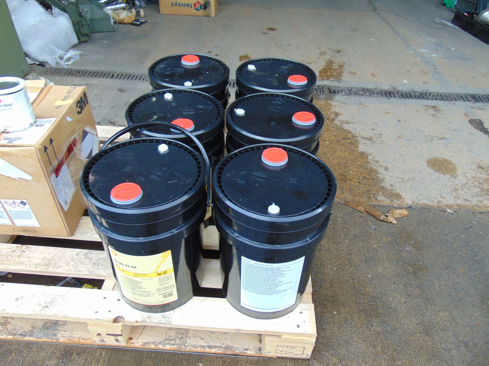 6 x 20 Litre Drums of Shell Omala S2 GX, Extreme Pressure Gear Oil New Unissued MoD Reserve Stocks