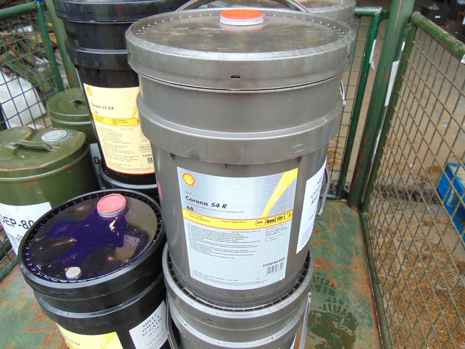 5 x 20 Litre Drums Shell Corena S4R 68, High Quality Lubricating oil New Unissued MoD Reserve Stocks - Image 2 of 3